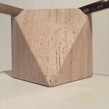 Artedi Italy coffee table in travertine, brass and glass 1970s