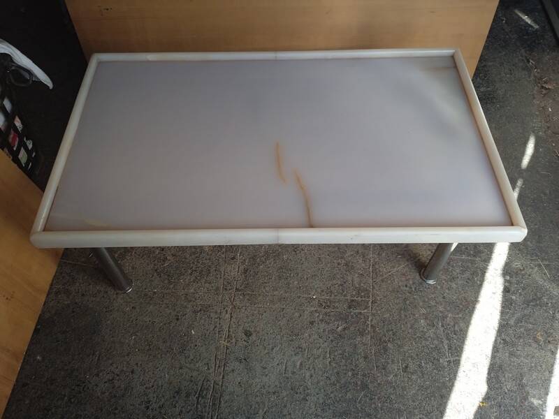 chrome metal and onyx marble coffee table, 1970s