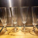 4 champagne flutes with cut sides, late 19th century