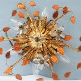 Banci-Firenze ceiling light, in Golden Iron and Crystal Flowers - 6 lamps