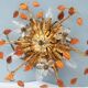 Banci-Firenze ceiling light, in Golden Iron and Crystal Flowers - 6 lamps