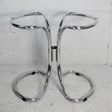 Table style Gastone Rinaldi, Italy, circa 1970. Chromed steel and smoked glass slab.