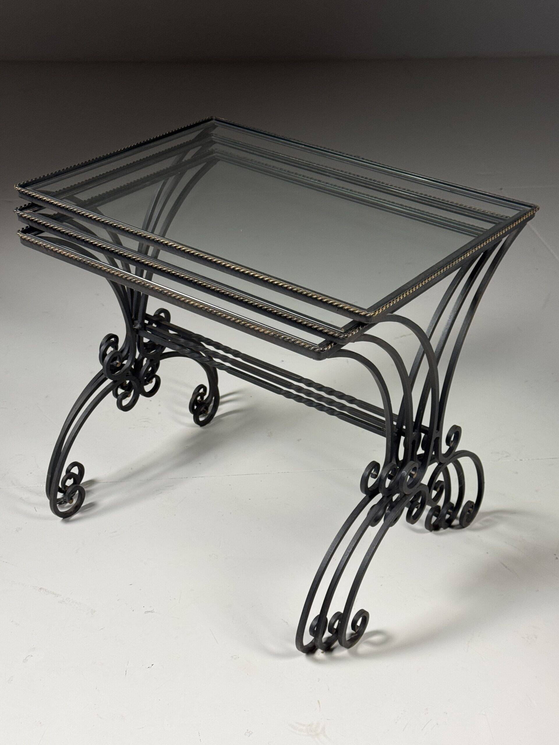 Set of 3 metal nesting tables 20th century