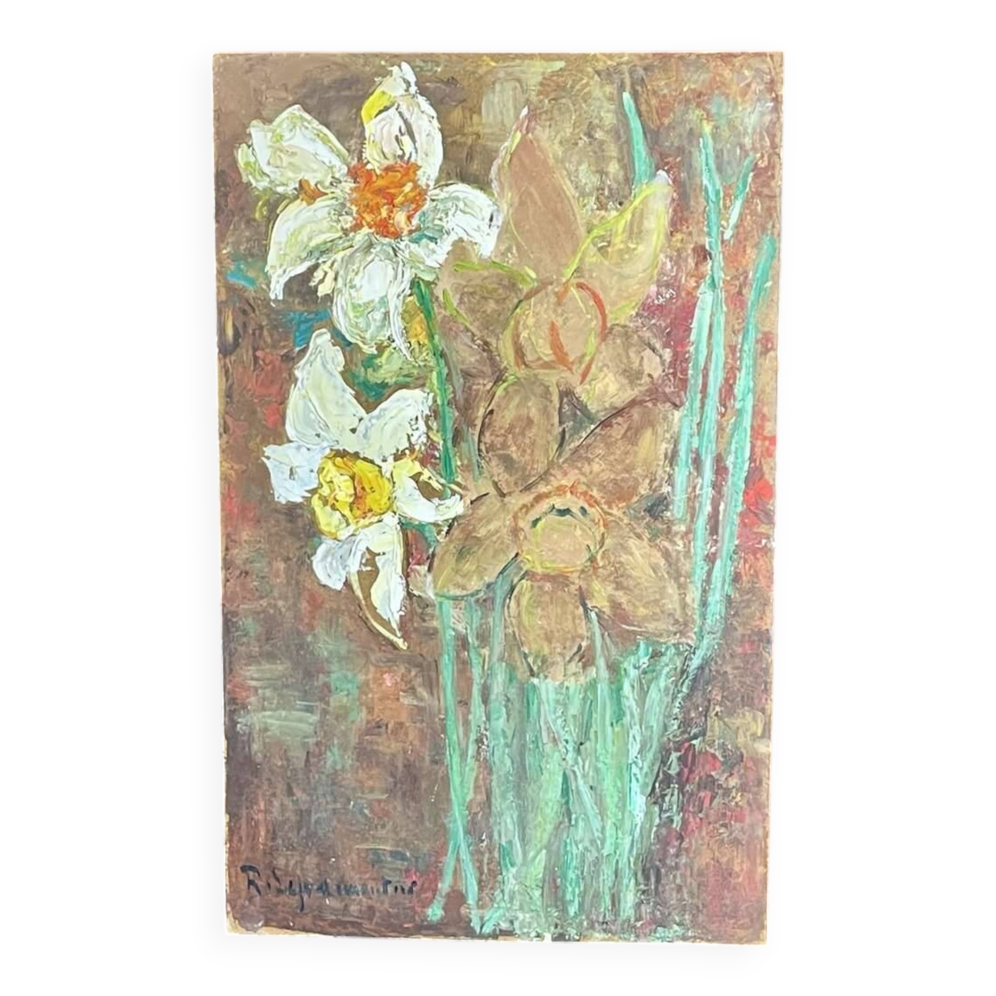 Oil on panel signed Robert Leparmentier (1895-1975) Bouquet of flowers