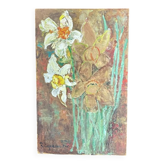 Oil on panel signed Robert Leparmentier (1895-1975) Bouquet of flowers
