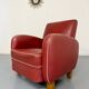 Vintage red faux leather Art Deco club chair from the 1940s/50s.