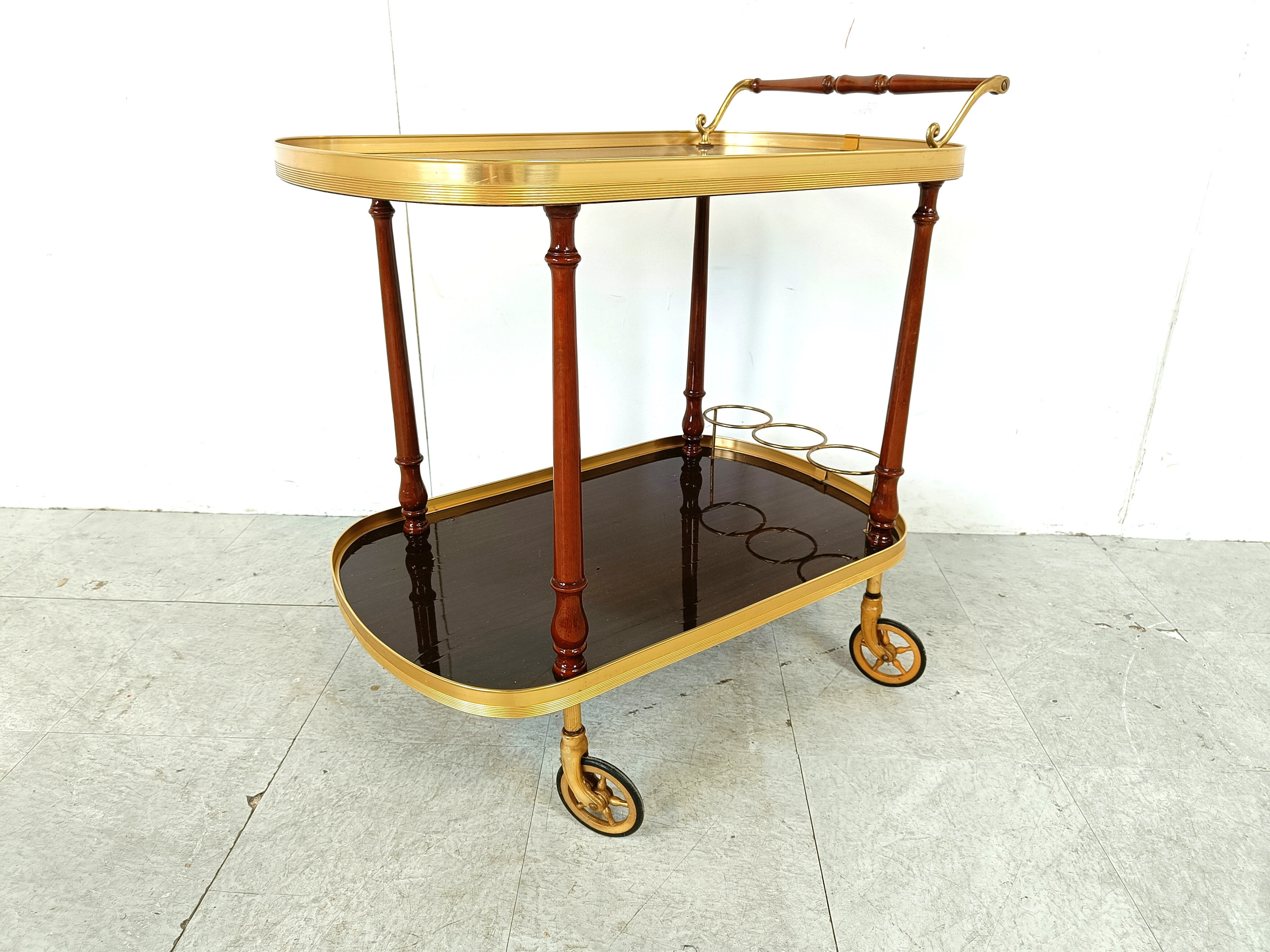 Neoclassical brass drinks trolley, 1960s
