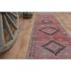 1970s Vintage Turkish Handmade Wool & Cotton Pink Runner Rug 75x318