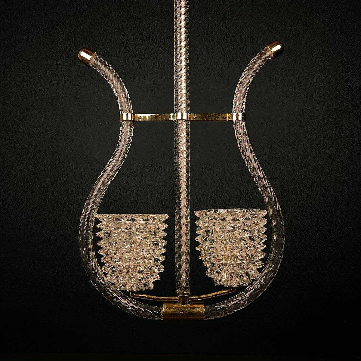 Lustre Lyre Murano by Ercole Barovier for Barovier and Toso, 1940s.