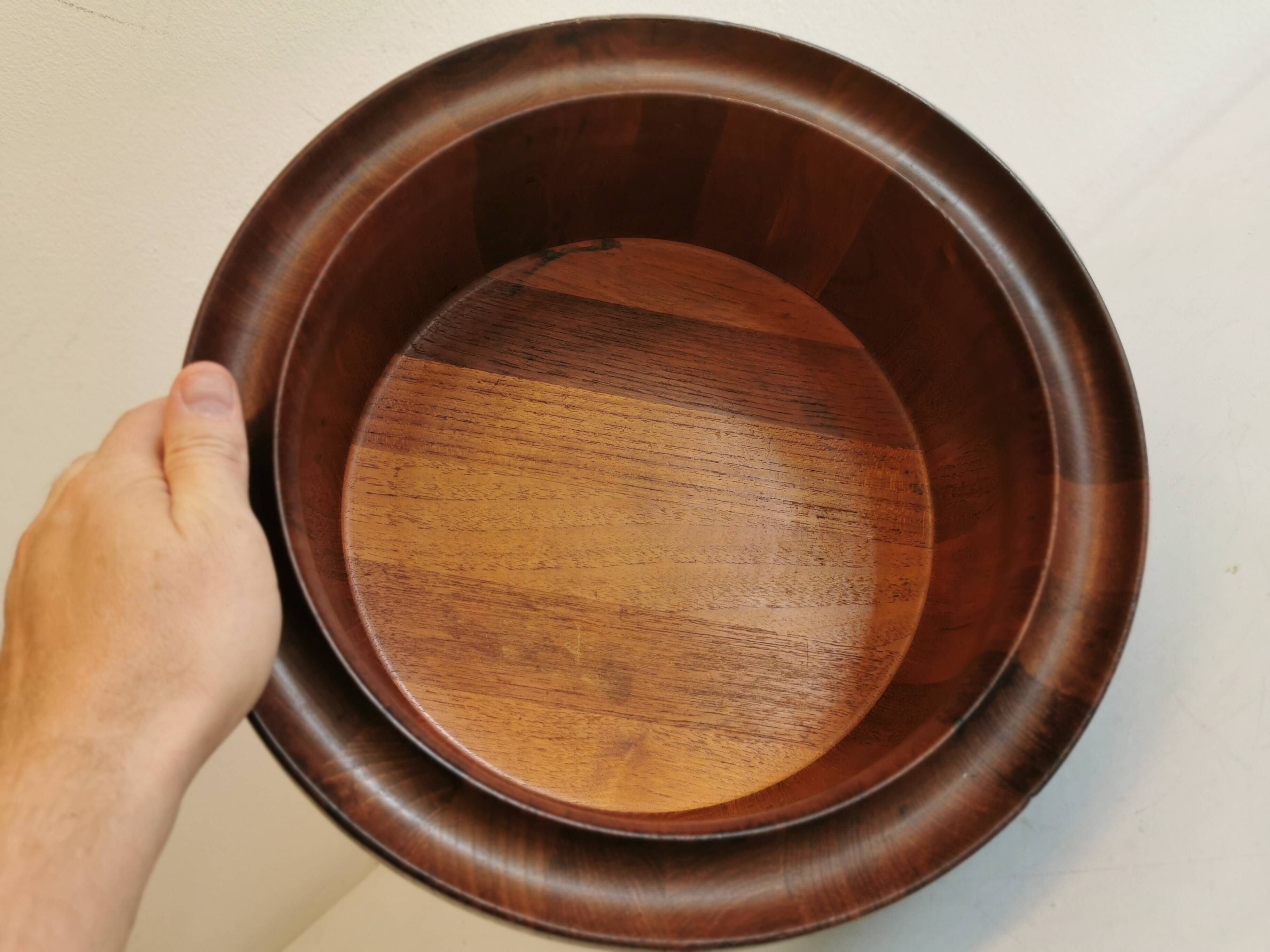 Huge Danish-designed bowl in solid teak.
