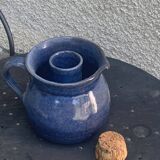 Pitcher, carafe, refreshing jug, ice cube jug, in blue glazed stoneware
