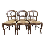 Set of 6 Louis Philippe style straw chairs