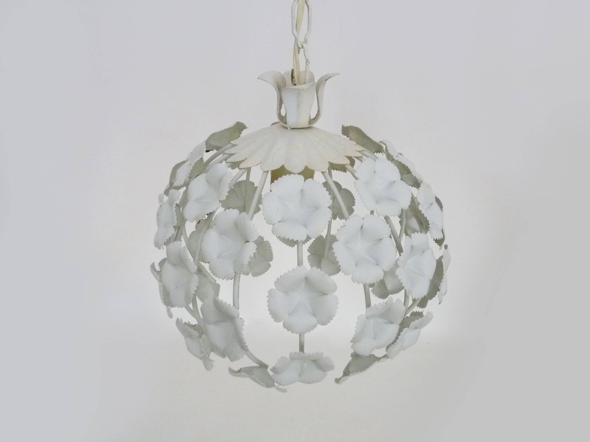 White metal floral pendant light. 1970s