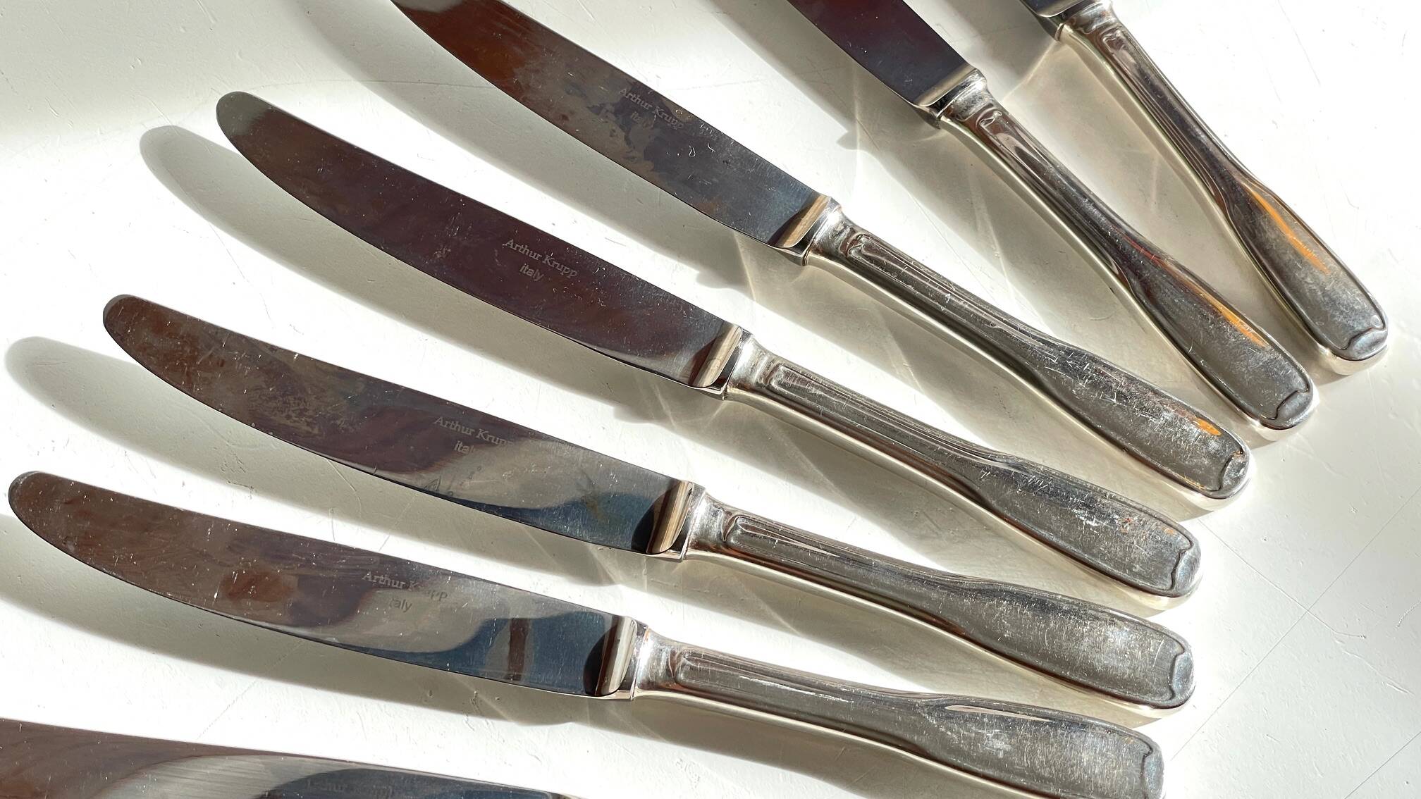 8 Table Knives A. Krupp Italy Vintage