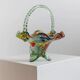 Multicolor Murano Glass Handle Bowl with Polka Dots, Ruffled Rim – 1970s Italian Mid-Century