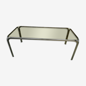 Coffee table smoked glass and chrome year 70