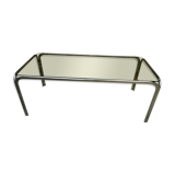 Table basse verre fumé et chrome année 70