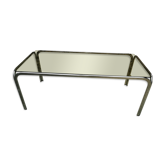 Table basse verre fumé et chrome année 70
