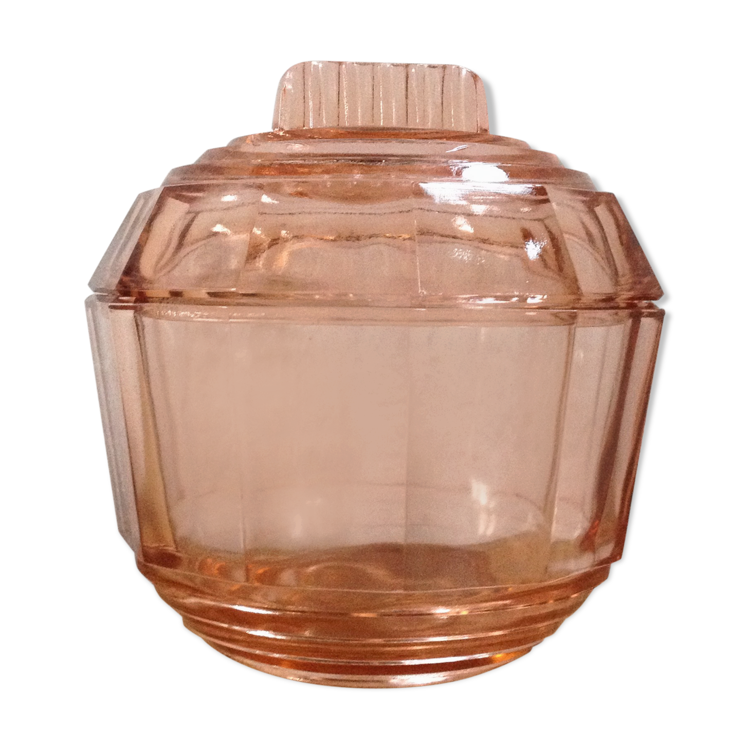 Art Deco candy in pink glass