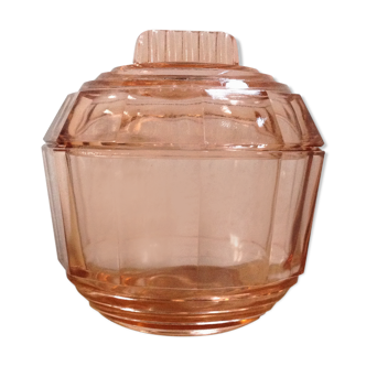 Bonbonnière Art Déco en verre rose