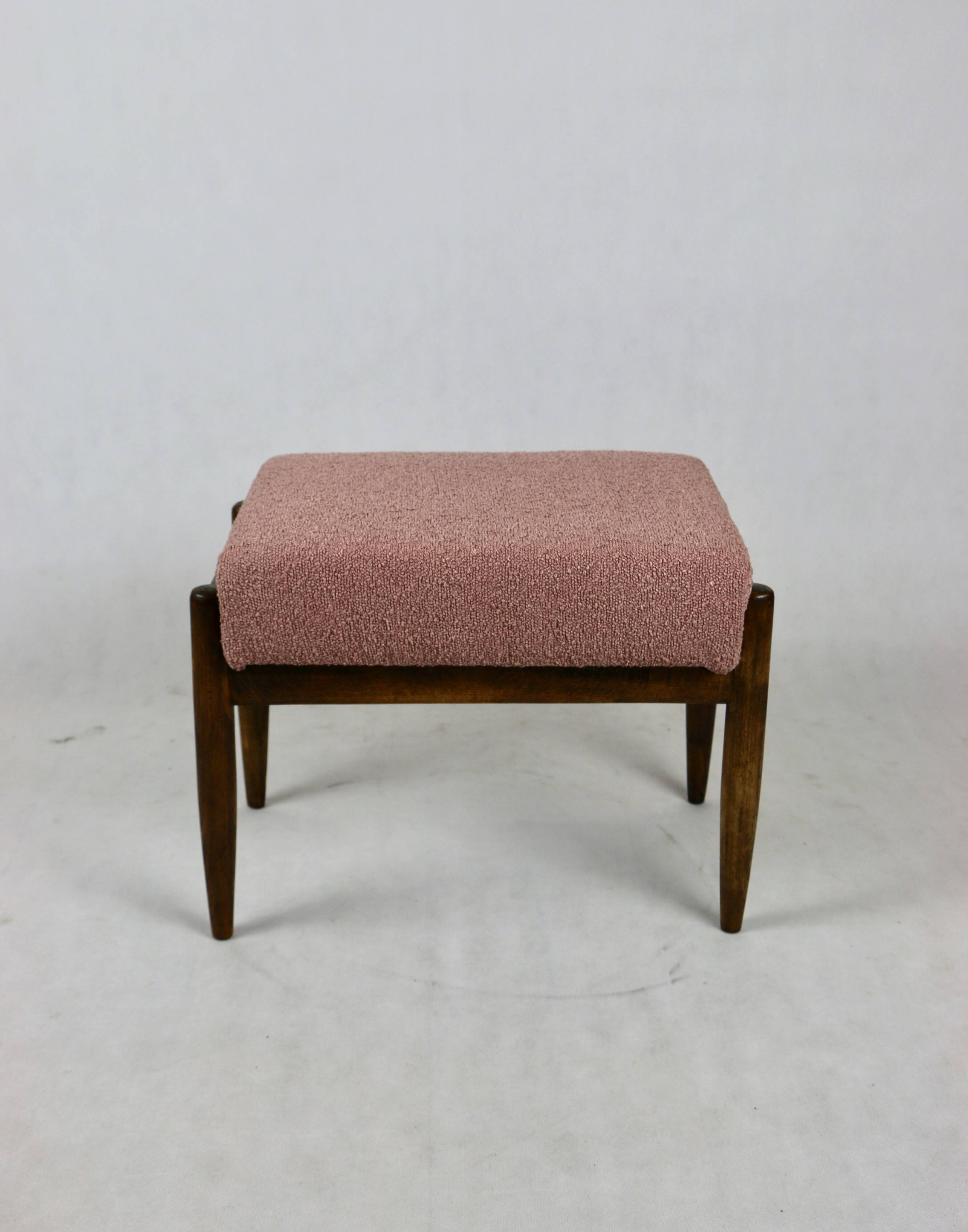 Vintage pink boucle Stool by Homa, 1970s