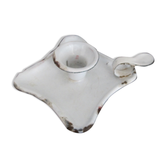 "Cellar Rat" candlestick in white enamel