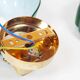 Pair of Italian 1970s wall lamps in Murano glass and brass