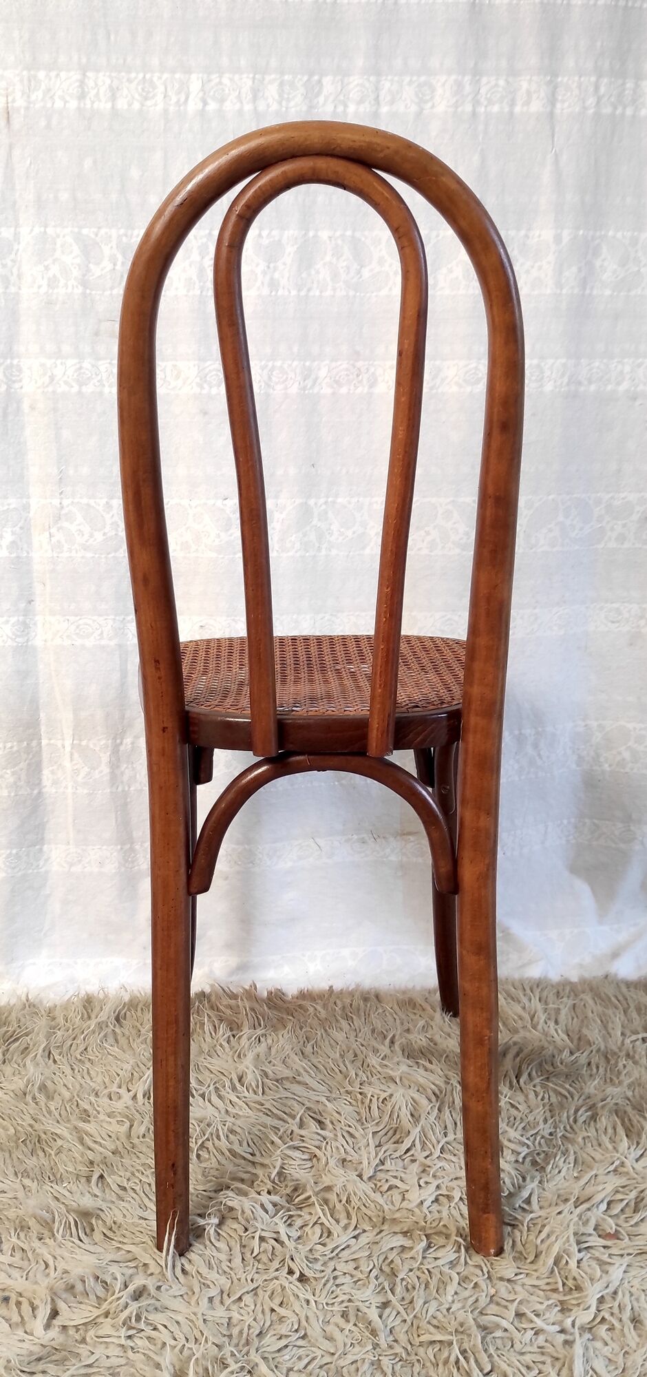 Chaise bistrot en bois courbé et cannage début XXème