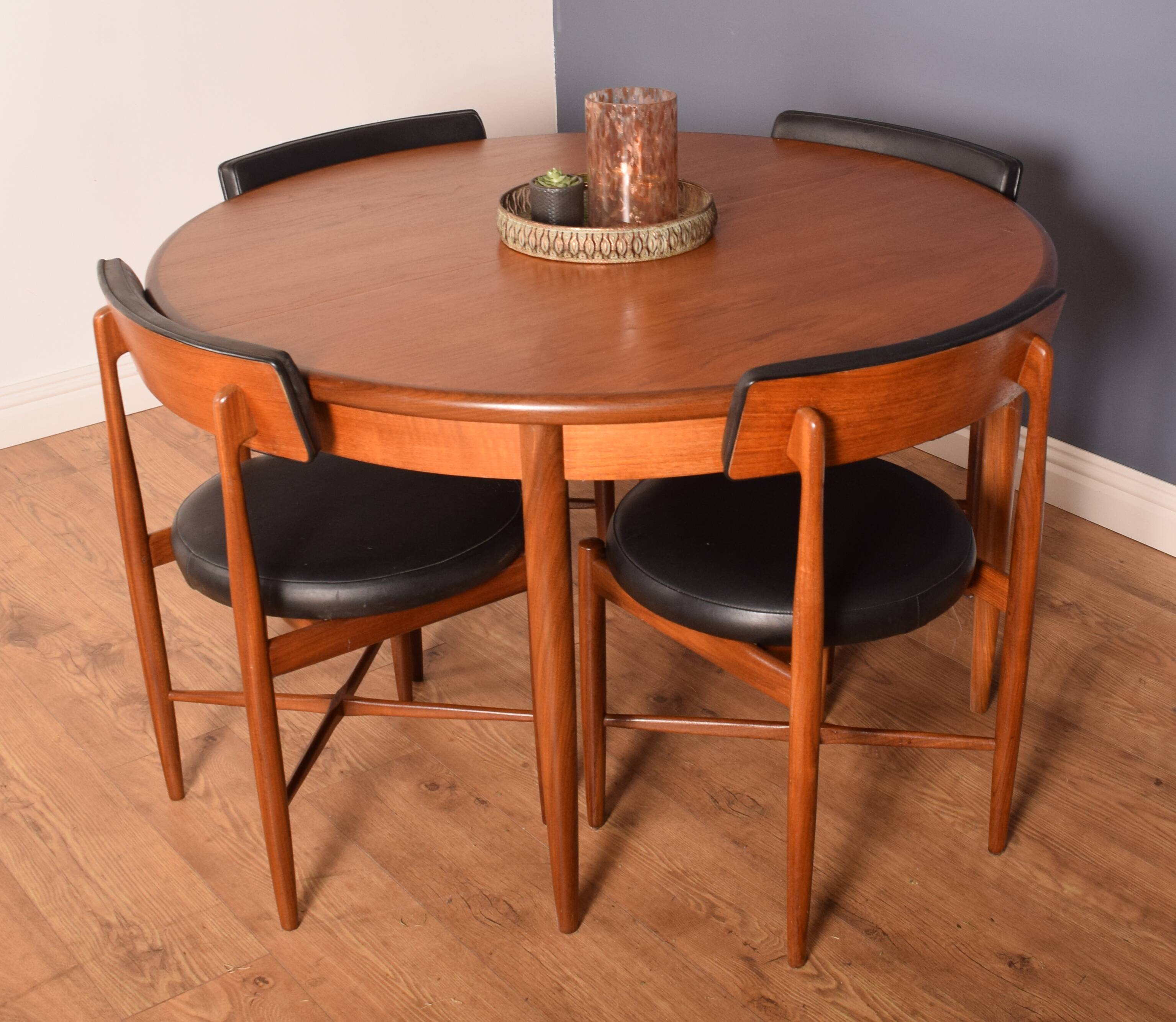 Restored Teak 1960s Retro G Plan Fresco Round Table & 4 Chairs Victor Wilkins