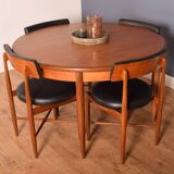 Table Ronde & 4 Chaises Victor Wilkins restauré en teck 1960s Retro G Plan Fresco