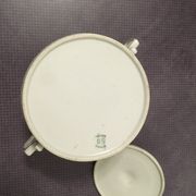 Charles PILLIVUYT Mehun porcelain sugar with fluted relief and blue and white checkered pattern