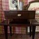 Varnished mahogany bedside table and brass 50s
