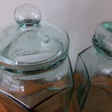 Bocal octogonal en verre vert