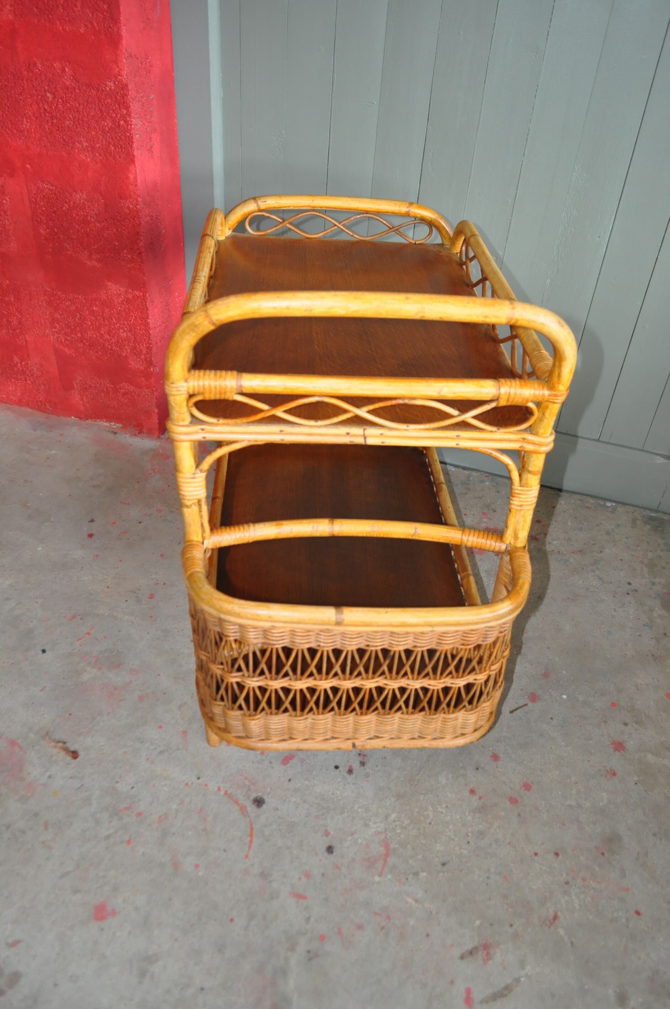 Rattan service trolley