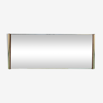 Wall mirror in brass and suede 70