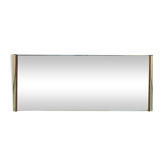 Miroir mural en laiton et daim vintage 70