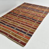 Turkish Red & Blue Striped Kilim Rug, 151x244Cm