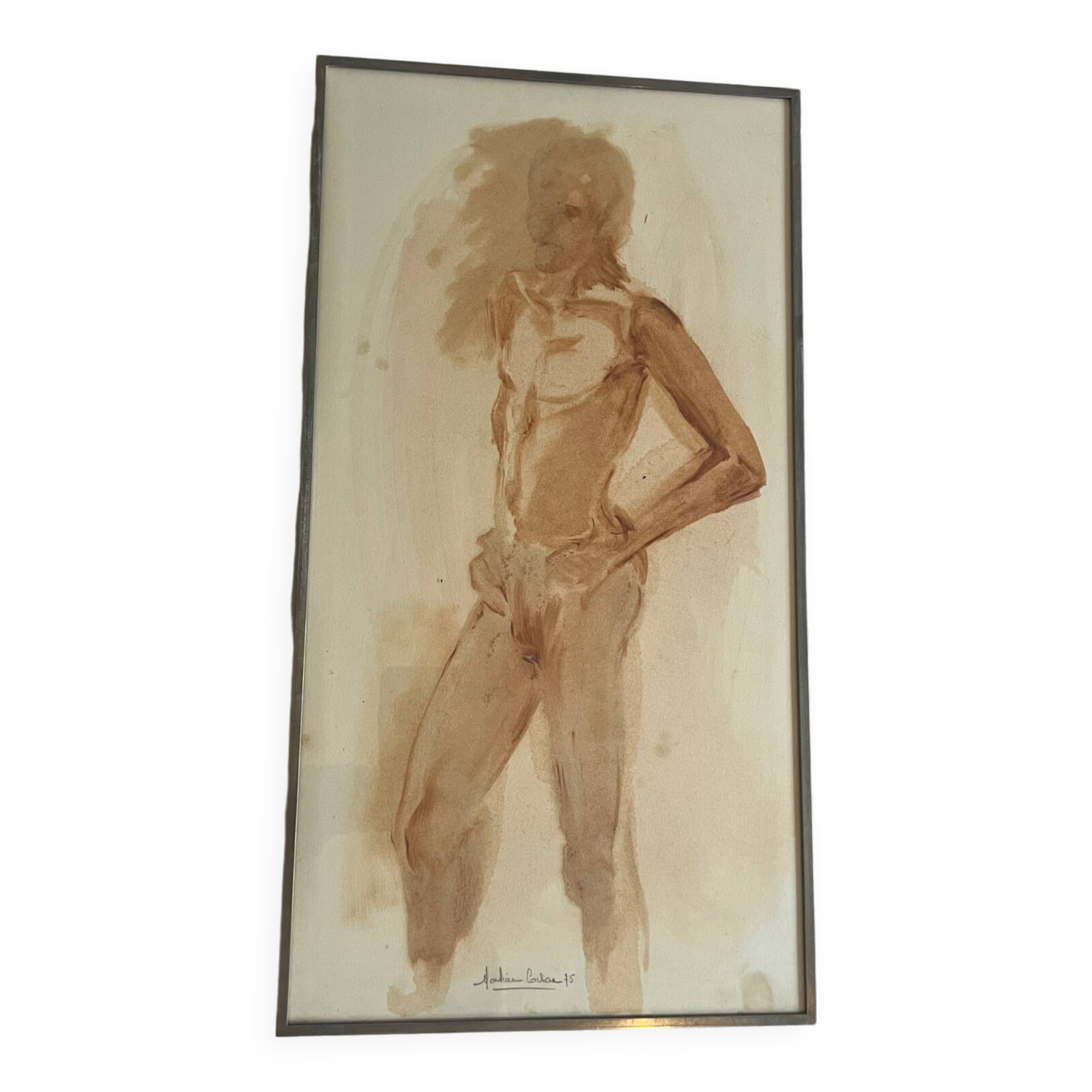 Watercolor nude 1975 signed