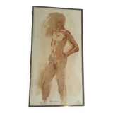 Watercolor nude 1975 signed