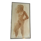 Watercolor nude 1975 signed