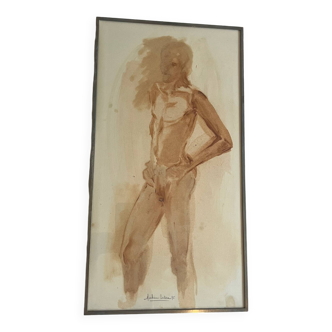 Watercolor nude 1975 signed