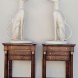 Pair of empire consoles in mahogany and 19th century marble