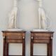Pair of empire consoles in mahogany and 19th century marble