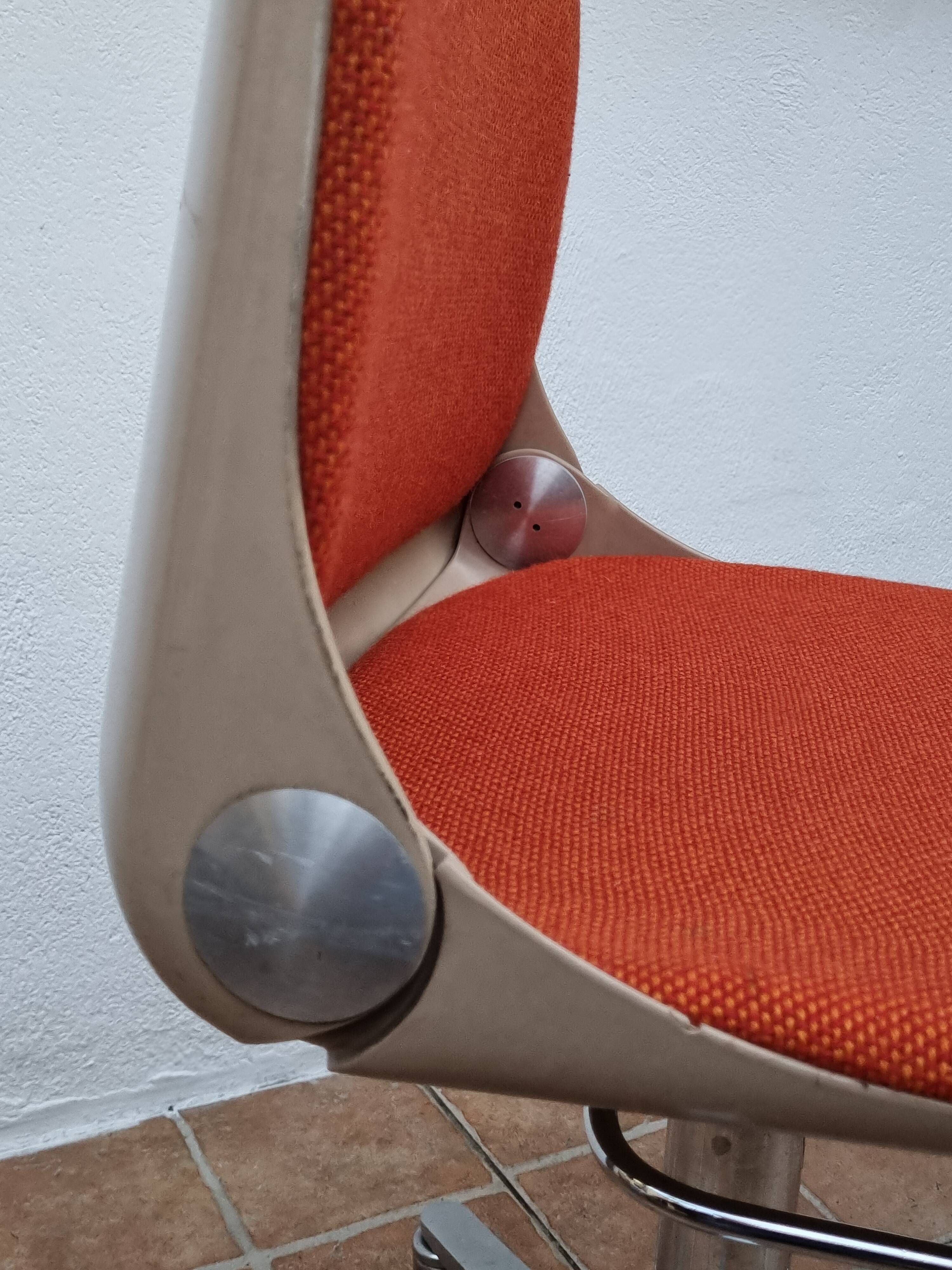 Vintage Wilkhahn Office Chair Model 2101, Orange, Aluminum and Fiberglass Frame