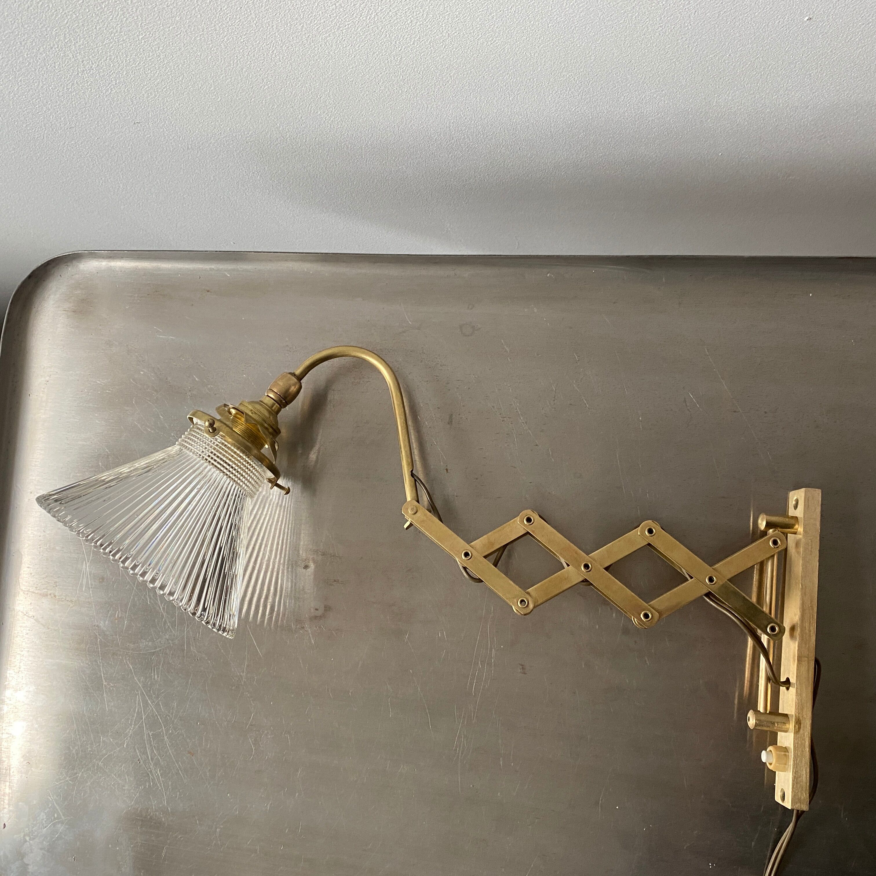 Old vintage brass accordion lamp