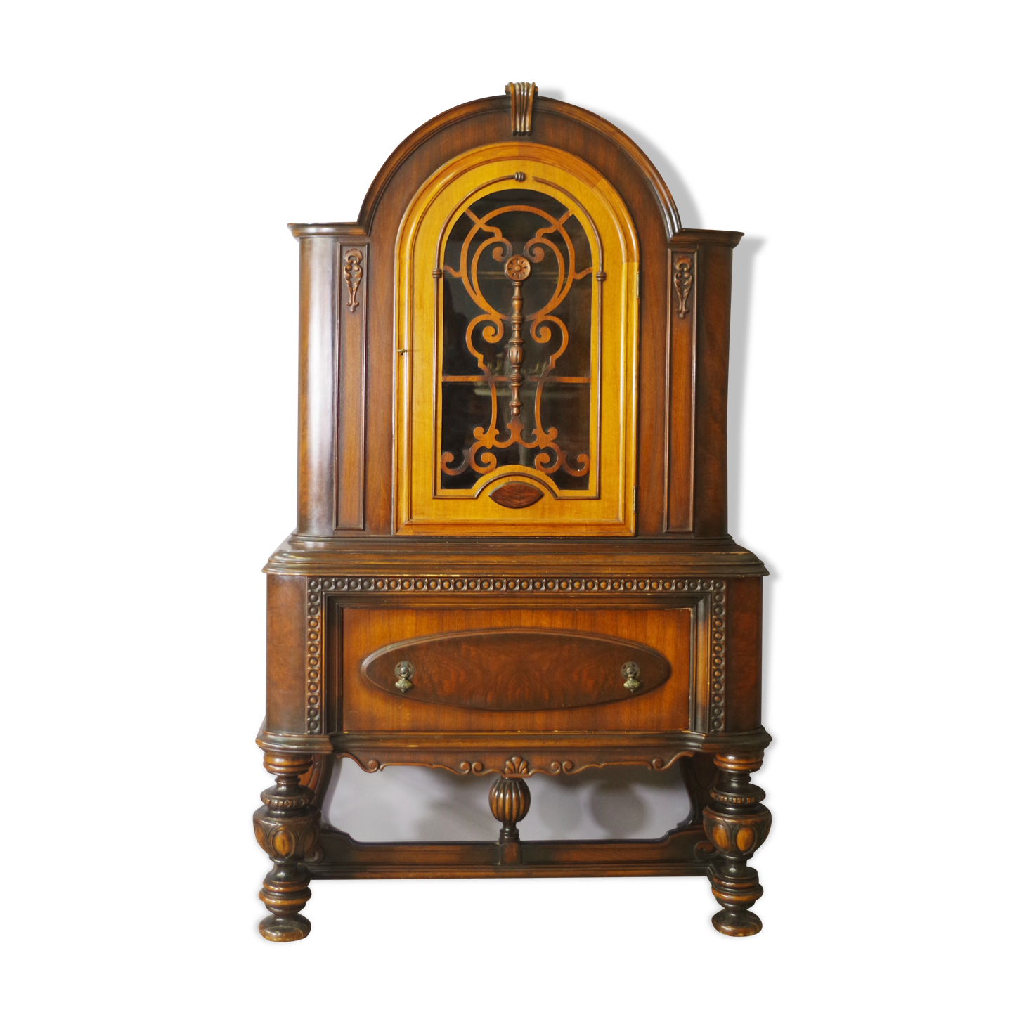 40s carved wooden display case