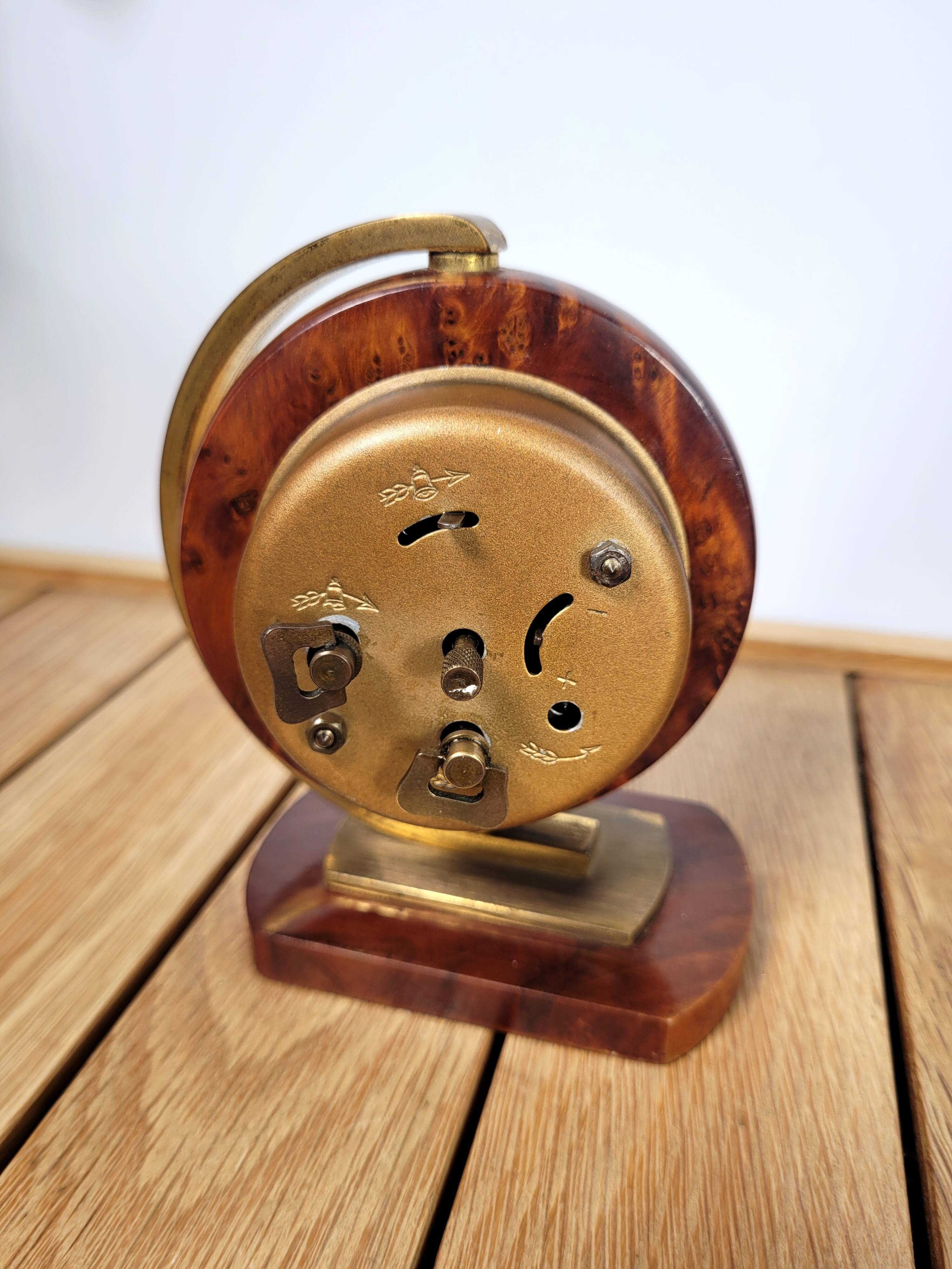 Alarm clock Bayard 1950 walnut and brass