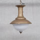 Pair of brass and opaline large pendant lights
