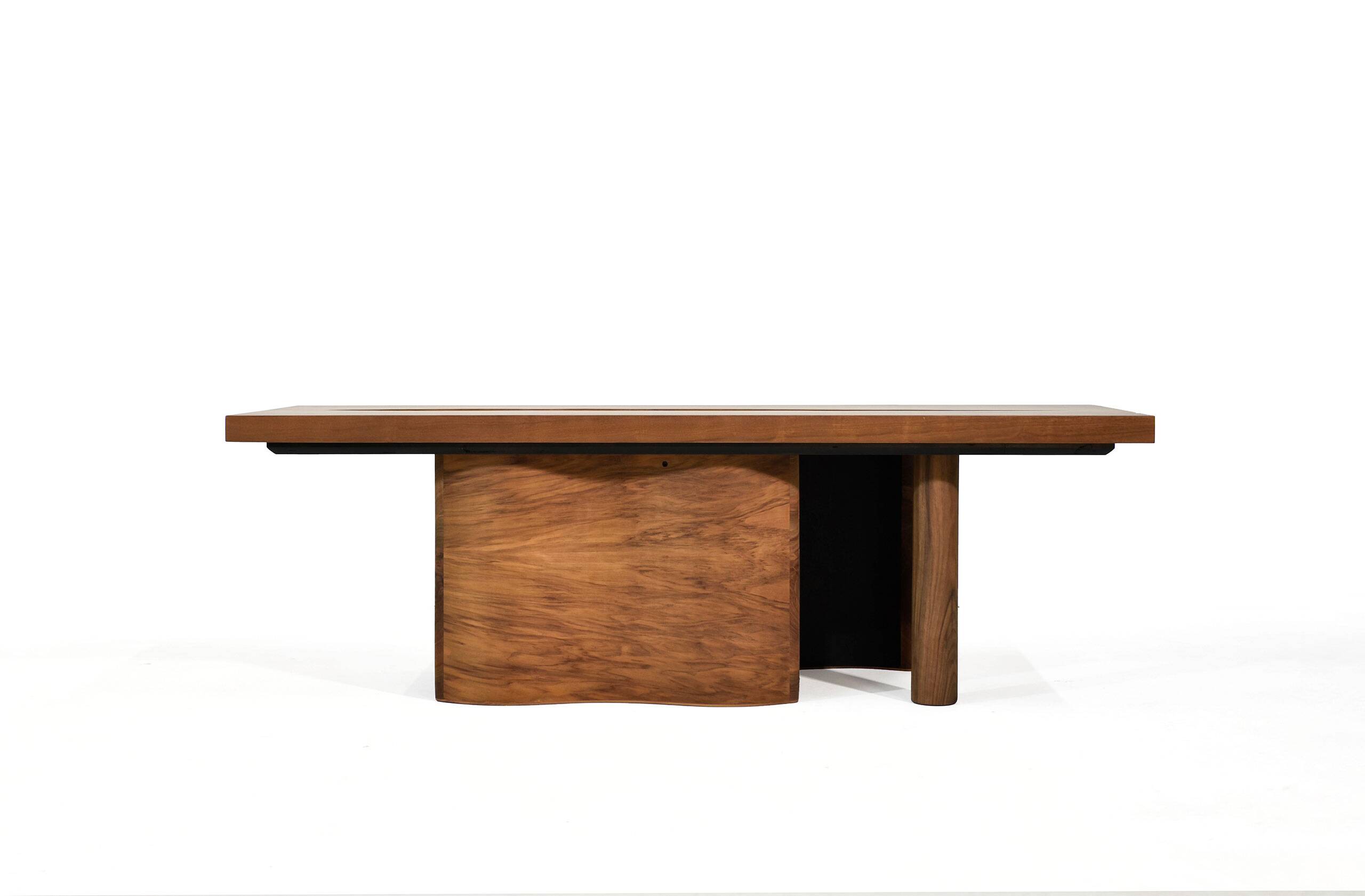 Large coffee table ONDA, cherry and walnut