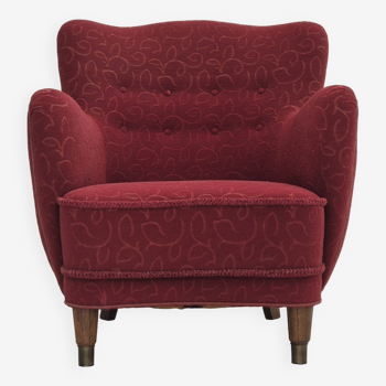 Années 1960, fauteuil relax danois, état d'origine, coton/laine rouge.